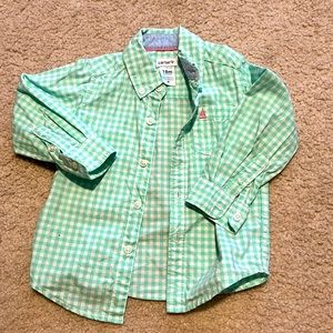 In EUC Carter's Mint Boys' Checker Button-Front Shirt Mint 18 months